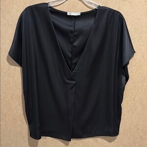 Zara Black V-Neck Women's Top